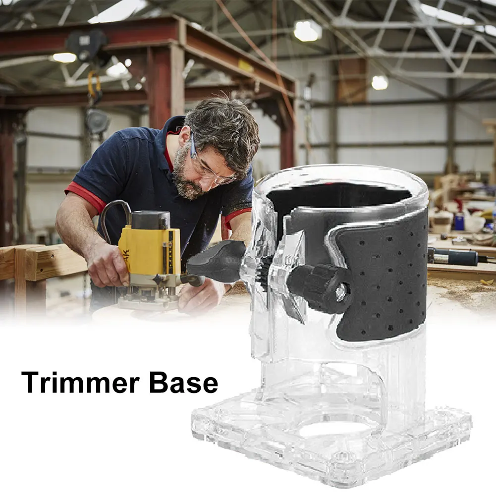 Router Trimmer Base Wood Working With Adjustment Knob Professional Transparent PC High Strength Practical Power Tool Accessories 4