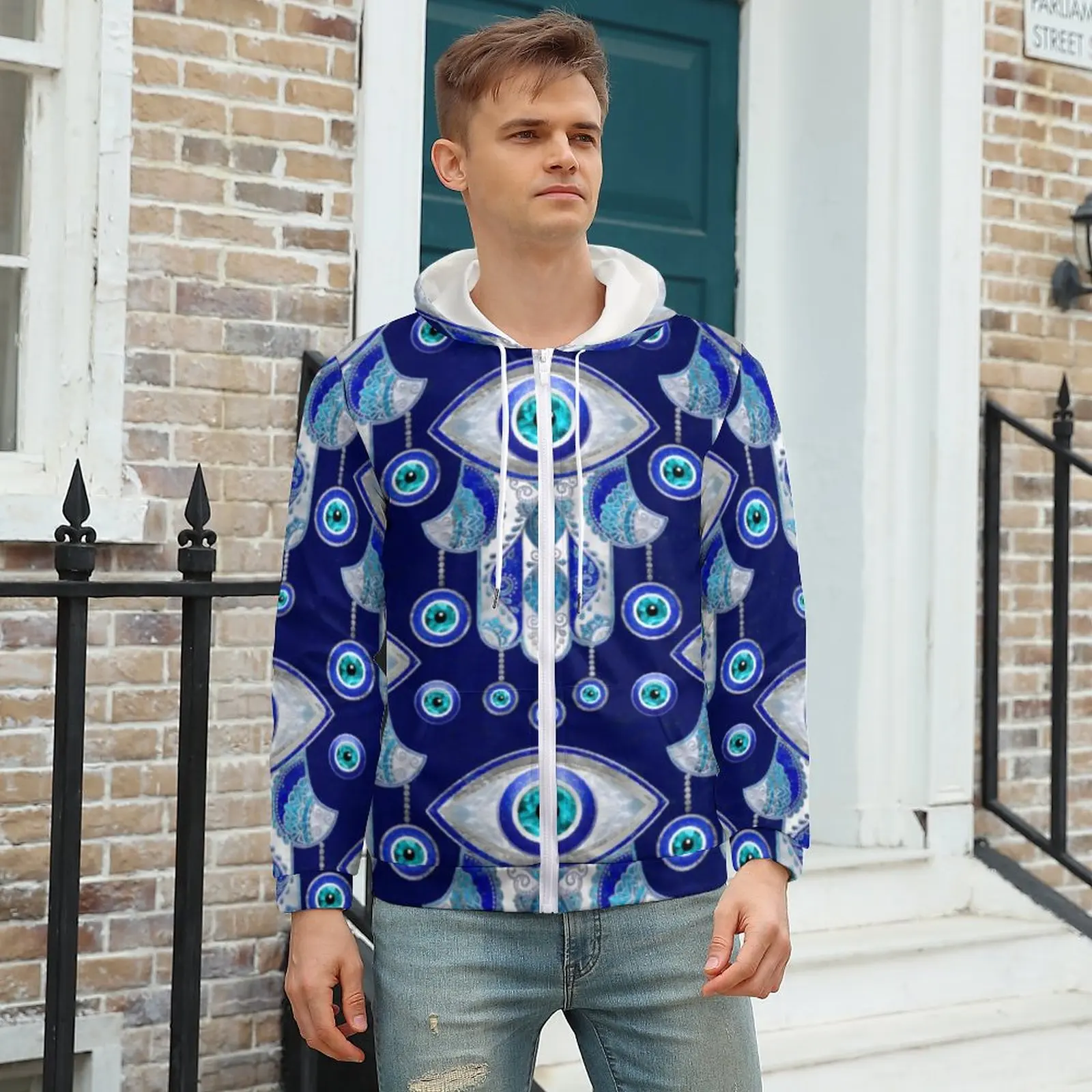 

Abstract Evil Eye Loose Hoodies Hamsa Hand Street Fashion Hoodie Men Long Sleeve Aesthetic Pattern Sweatshirts Plus Size 4XL 5XL