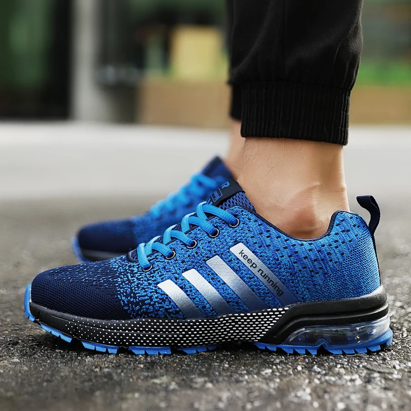 Unisex Sports Shoes Summer New Men Sneakers Lace Up Low Top Casual Air Cushion Shoes Breathable Womens Running Shoes Size 35-47