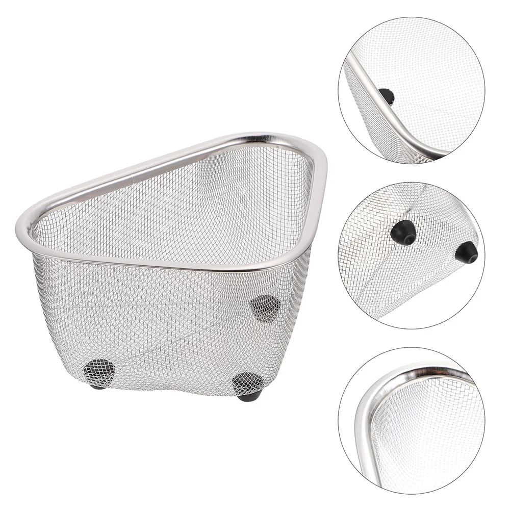

Sink Triangular Basket Strainer Holder Drain Shelf Drainingstorage Mesh Colander Corner Rack Sponge