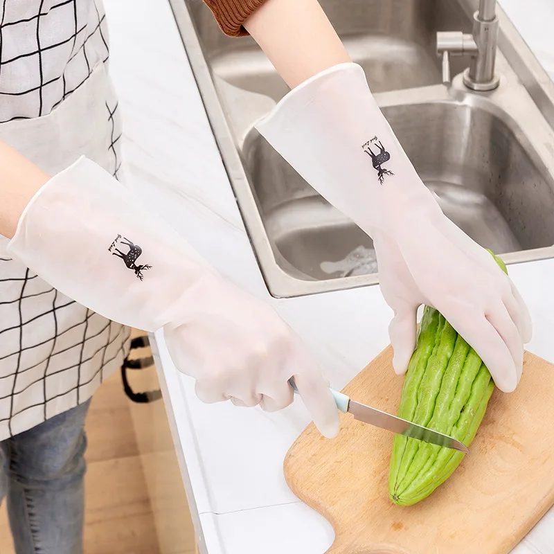 

Thicken Transparent Women Waterproof Rubber Latex Dishwashing Gloves Kitchen Durable Cleaning Housework Chores Dishwashing Tools