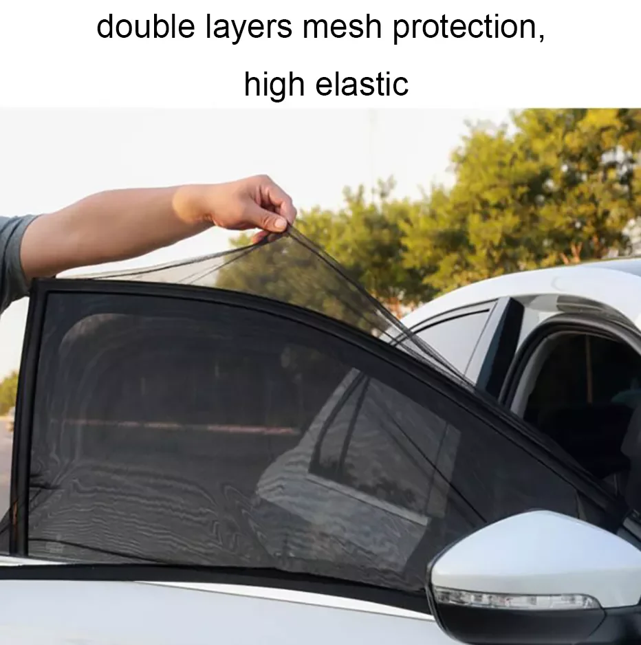 

2 Pack Car SUV Window Sun Shade Curtain Universal Vehicle Interior Sun Protection Window Mesh Cover Block UV Mosquito Mesh Net