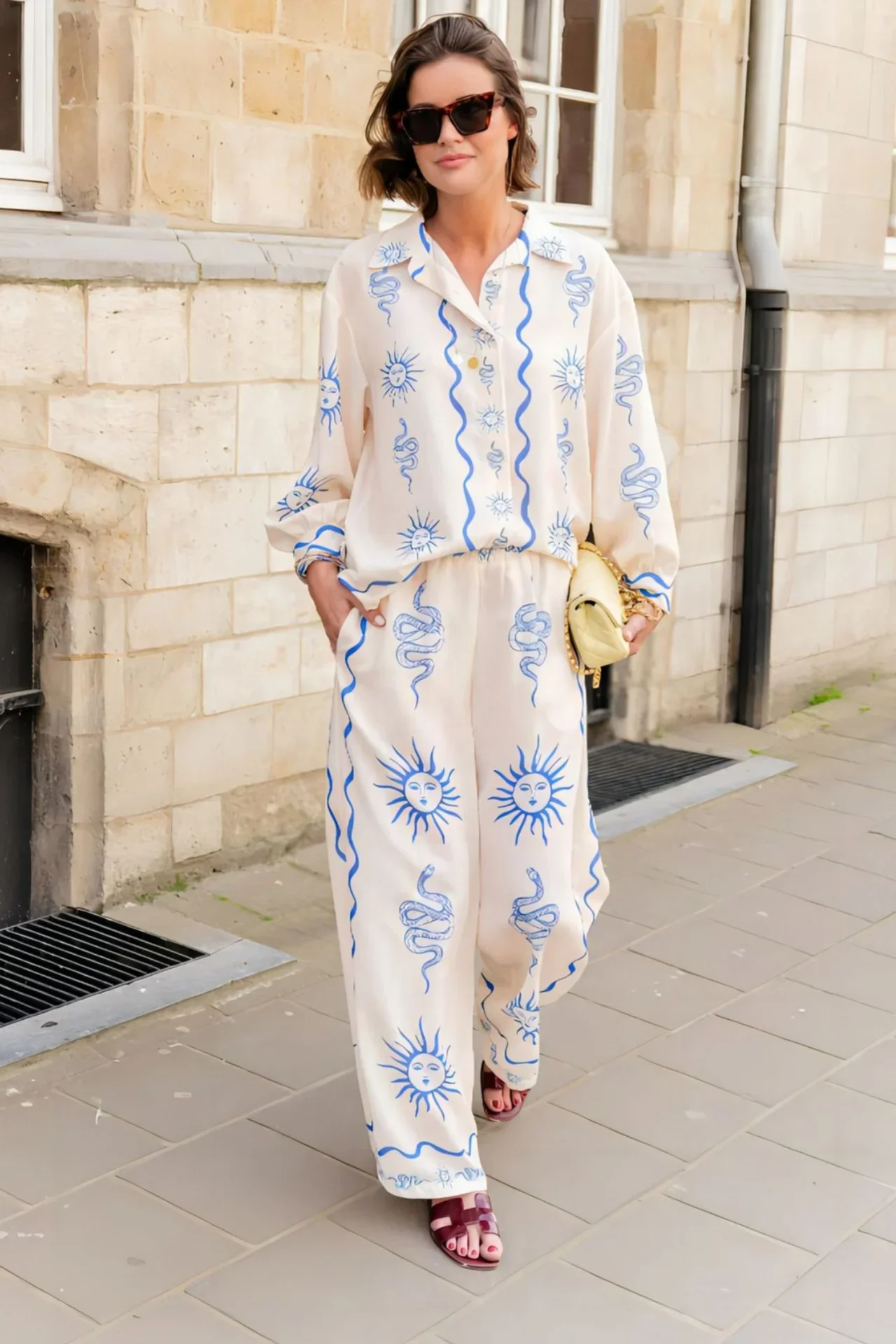 Шикарные повседневные женские модные костюмы с длинным рукавом и принтом