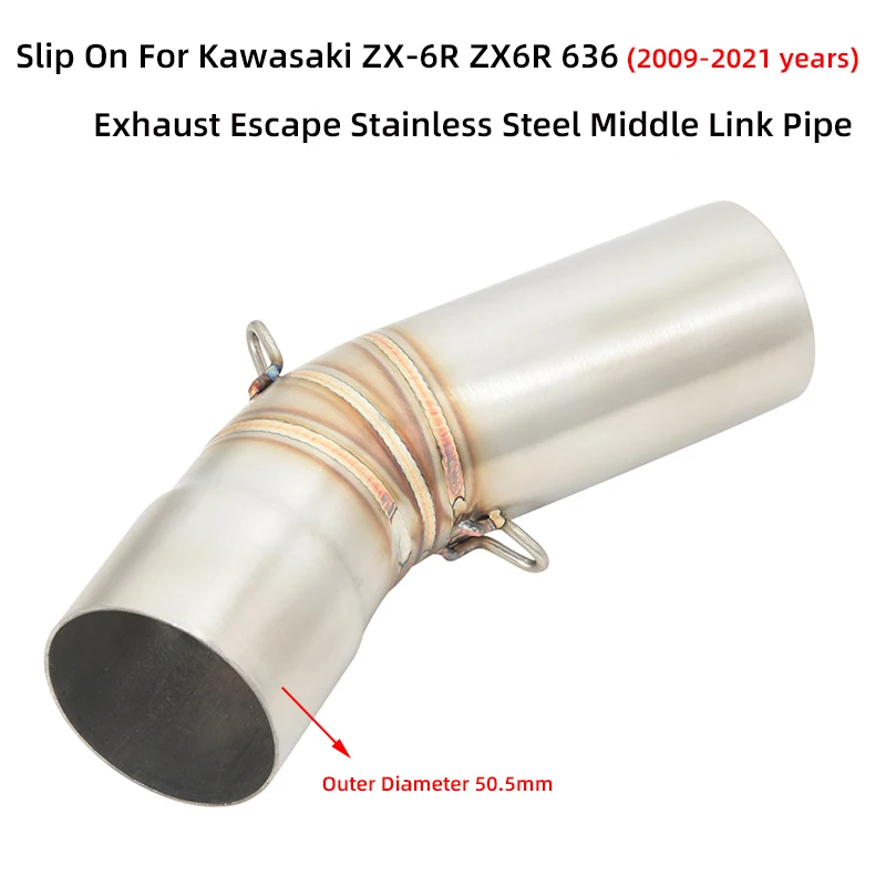 

Slip On For Kawasaki ZX-6R ZX6R 636 2009 - 2021 Motorcycle Exhaust Escape System Modify Middle Link Pipe Connection 51mm Muffler
