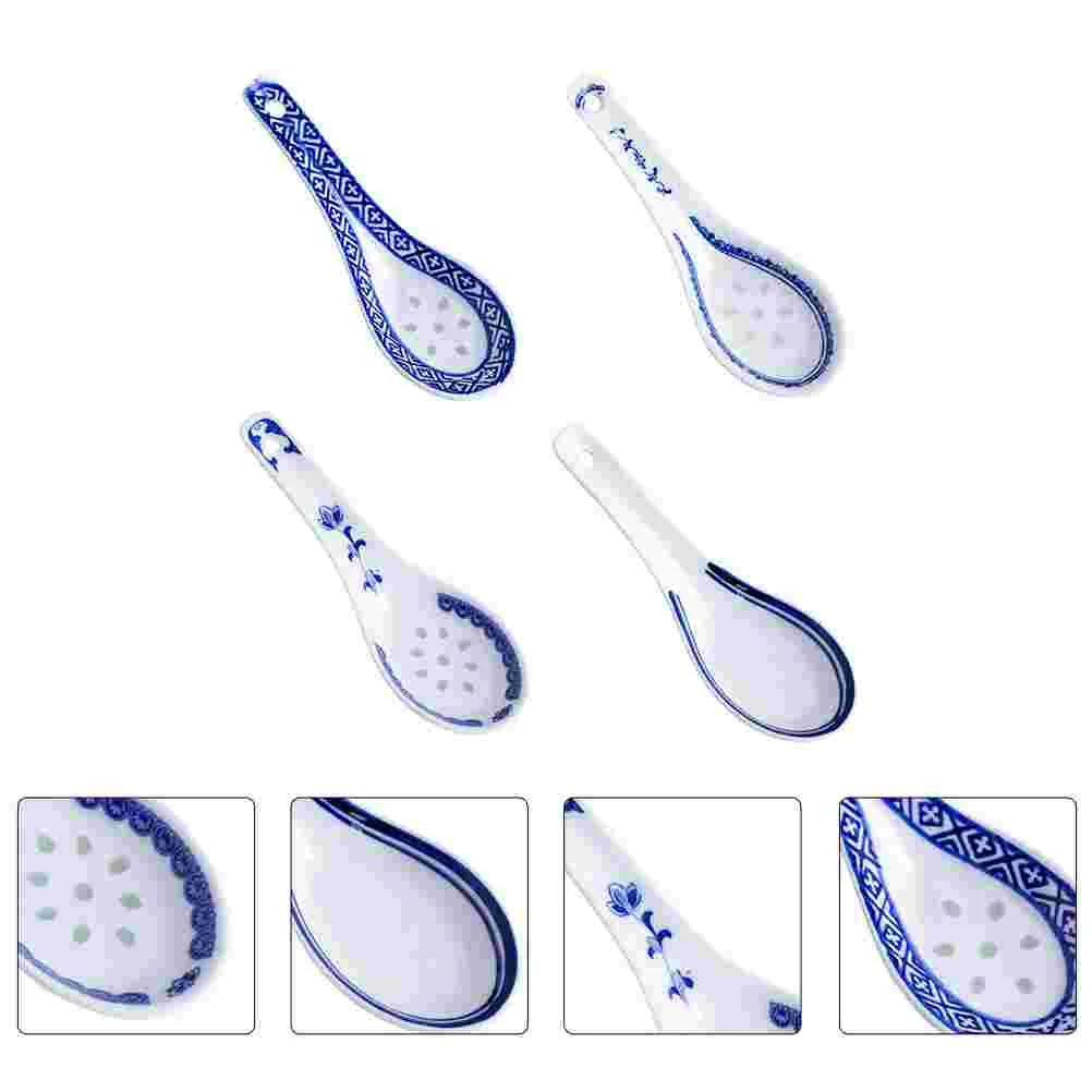 

4 Pcs Blue White Porcelain Spoon Ceramic Spoons Ceramic Soup Spoon Dessert Spoon Appetizer Spoon Ceramics Eating Spoon Banquet