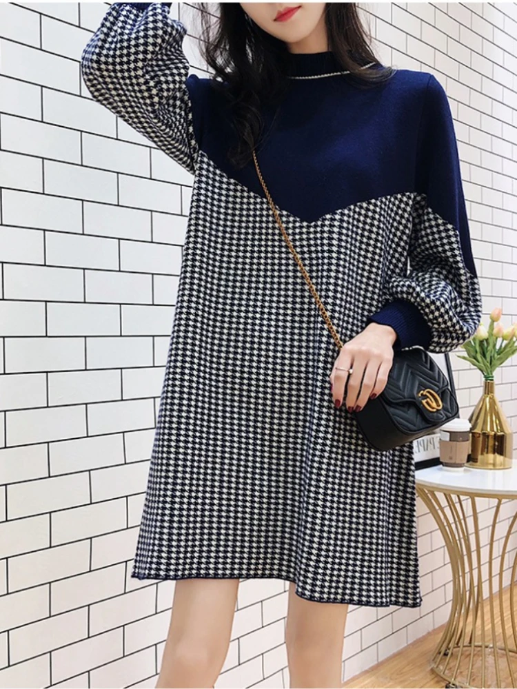 

Long Sleeve Knitted Dres Elegant Women's Dresses for Party 2022 Autumn Winter New O-Neck Loose Pullovers Sweaters Women's