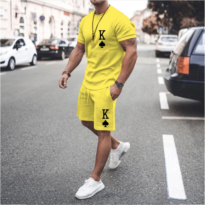 Fashion Pure Cotton T Shirt Shorts Men Tracksuit 2 Piece Sets Brand Man Clothing Streetwear Casual Sports Outfits Free Shipping