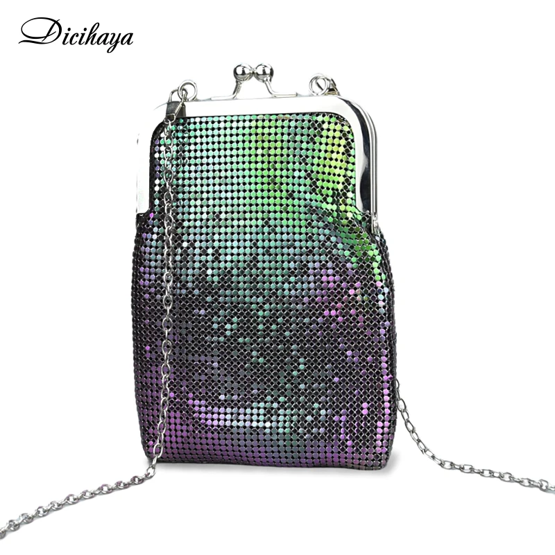 

DICIHAYA блестящие женские сумки через плечо с S-образной цепочкой, простая Маленькая вечерняя сумка, женские роскошные дизайнерские сумки для ...