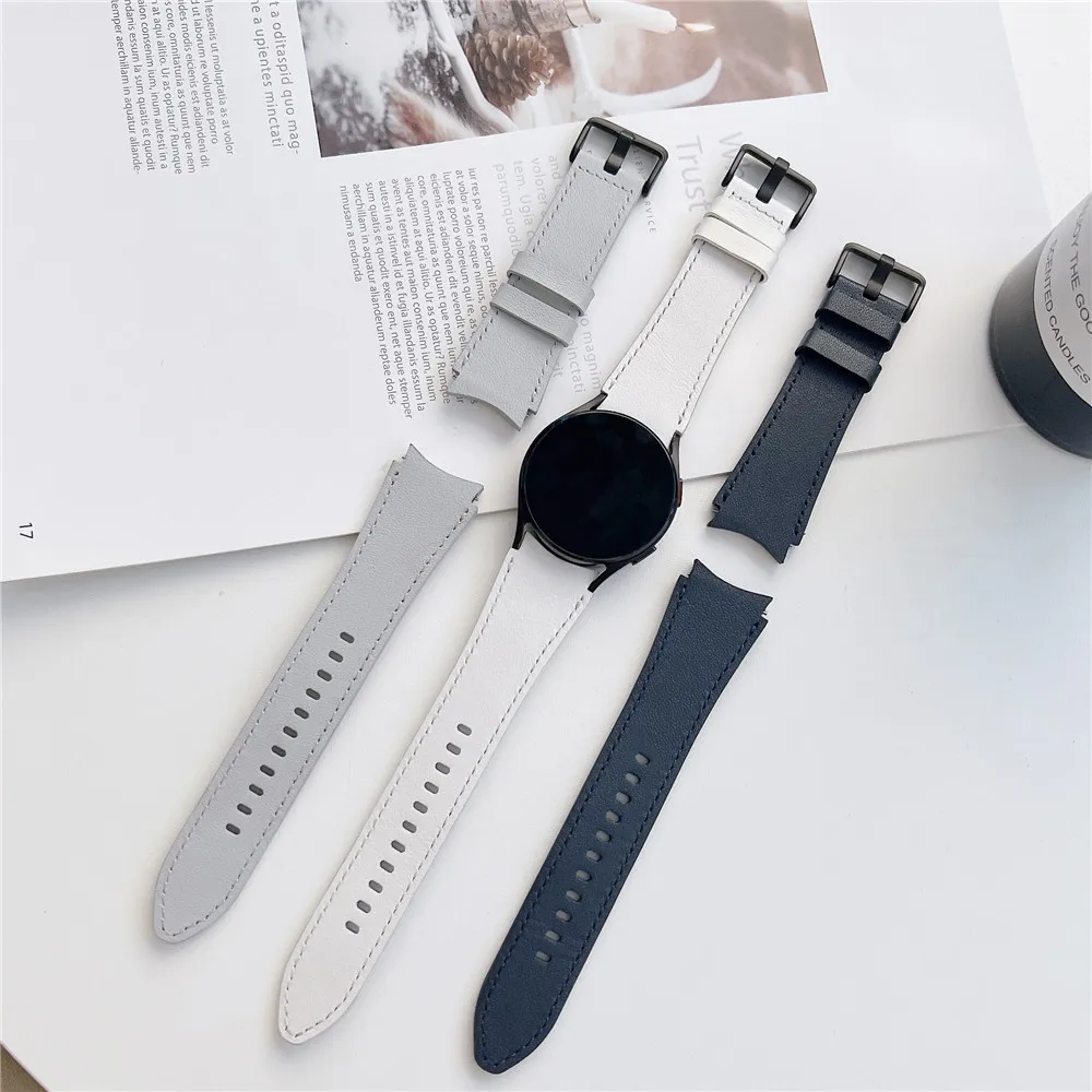 

No Gaps Leather Strap For Samsung Galaxy Watch 5 4 44mm 40mm Smartwatch Correa Galaxy Watch 5Pro 45mm/4 classic 46mm 42mm Strap