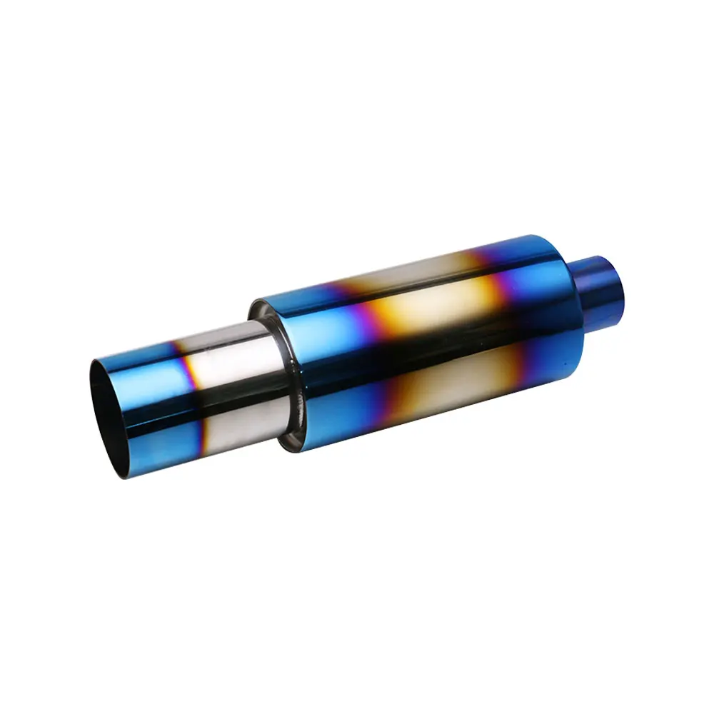 

Universal Car straight Muffler 2'' inlet 3'' Burnt Blue outlet Stainless Steel Exhaust Muffler