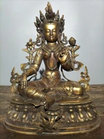 13 tibetan temple collection old bronze gilt gem twenty one mother green tara lotus platform worship hall town house exorcism