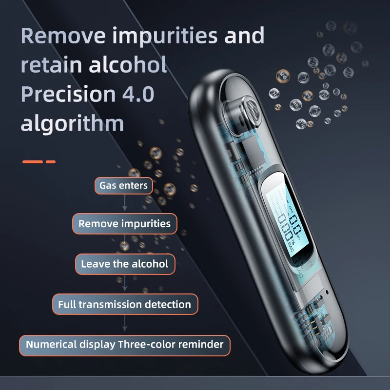 

Portable Non-contact Alcohol Tester Breathalyzer Rechargeable With LED Screen Digital Display Automatic Breath Alcohol Test