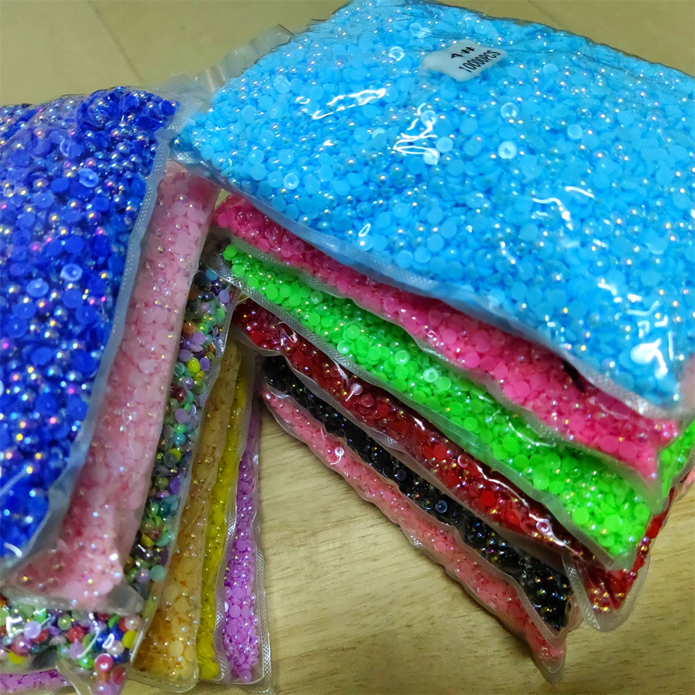 

All Size AB Color Imitation Flatback Pearls Half Round Pearl ABS Plastic Rhinestones Beads For DIY Jewelry