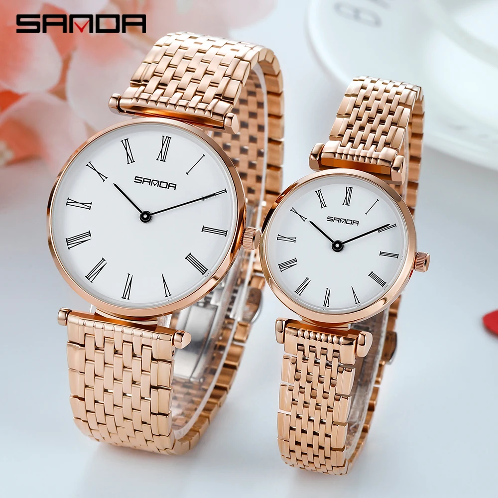 SANDA Couples Watch Waterproof Luxury Original Wristwatch Men Lady Lighter Shockproof Fashion Quartz Wristwatch Couple Girl Gift