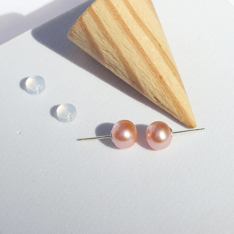 925 Sterling Silver Natural Freshwater Pearl White Purple Earrings Minimalist Ear Accessories For Ladies Fashion Jewelry Gift