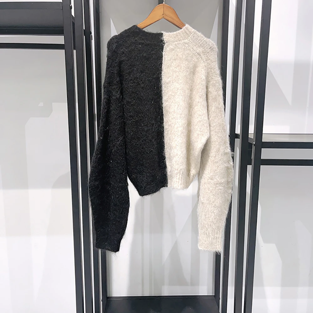 Женский пуловер из смесовой шерсти Y2k винтажный вязаный топ мохера с