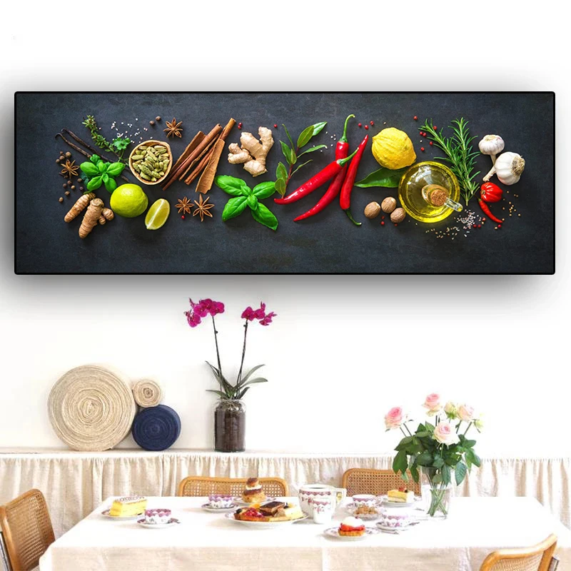 Картина на холсте с изображением специй лимонного перца пищи ингредиентов | Дом и