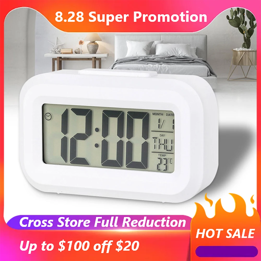 Electronic Digital Alarm Screen Desktop Table Clocks For Home Office Backlight Snooze Calendar Clock