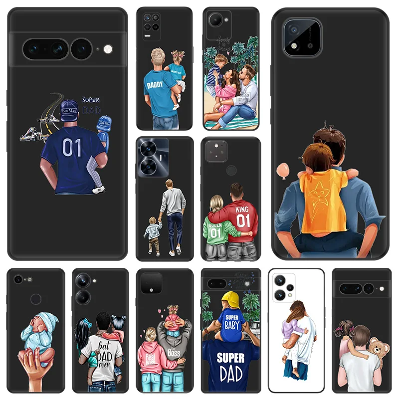 Матовая задняя крышка для телефона Pixel 8 8a 7 7a 6 6a Moto Edge 20 30 40 Pro OneFusion G200 Super Dad Baby Family Mom