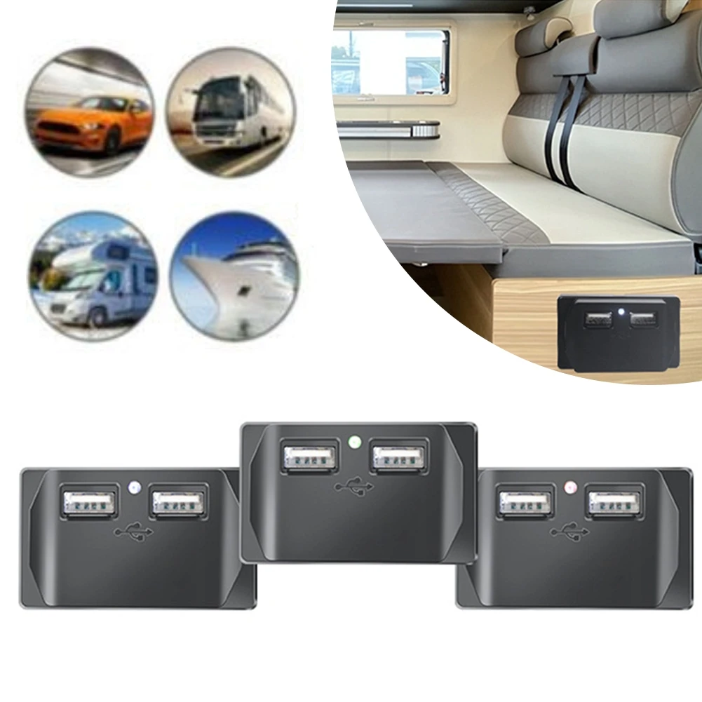 

Dual USB Outlet Socket Car Charger 3.1A Panel Flush Mount With LED Light Charging Outlet Power Adapter For Car Bus ATV RV Boat