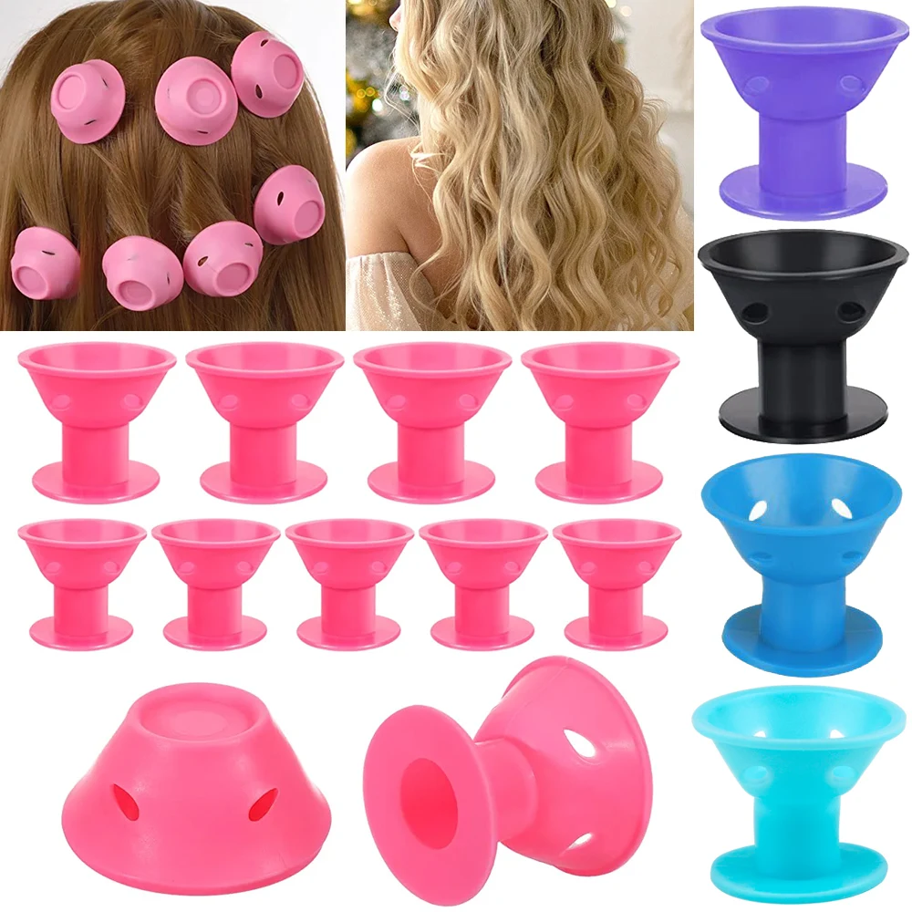 

10/20Pcs Silicone Heatless Hair Rollers Curler Twist Clips Soft Rubber No Heat Make Curls Waves Women Girl DIY Hair Styling Tool