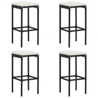 Bar Stool Chair Counter Stools Set of 4 Kitchen Decor for Counter with Cushions 4 pcs Black Poly Rattan
