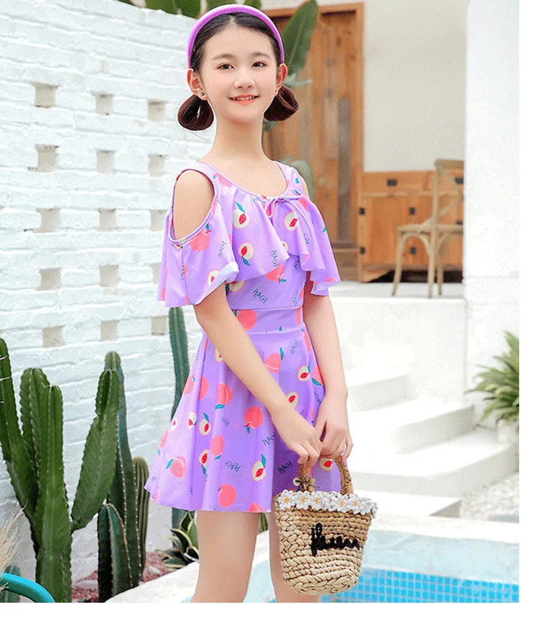 

Купальник для девочек, студенток, цельная юбка для девочек, для детей среднего возраста, для девочек 12 лет, корейский стиль, принцесса, новый ...