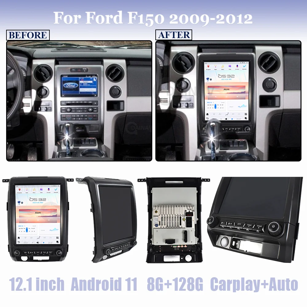 Qualcomm Android11 GPS Navigation For Ford F150 2009-2012 Tesla Style Car Radio Head Unit DVD Multimedia Player Autoradio Stereo - купить по