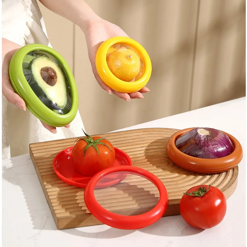 

4PCS/set Half Cut Fruit Freshing Container Lemon Box Avocado Storage Onion Tomato Organizer Sets Kitchen Accessories