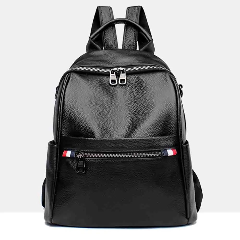 

MS Real Natural Leather Women Backpack Luxury Knapsack for Female Shopper Girls School Cowhide Packsack Mochila Black 2022 New