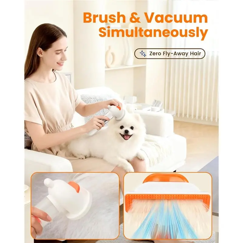 Фото Щетка для собак ABGH-Vacuum для удаления шерсти, самоочищающаяся щетка-расческа для собак и грабли для подшерстка, инструмент для груминга и удаления лишней шерсти. №4