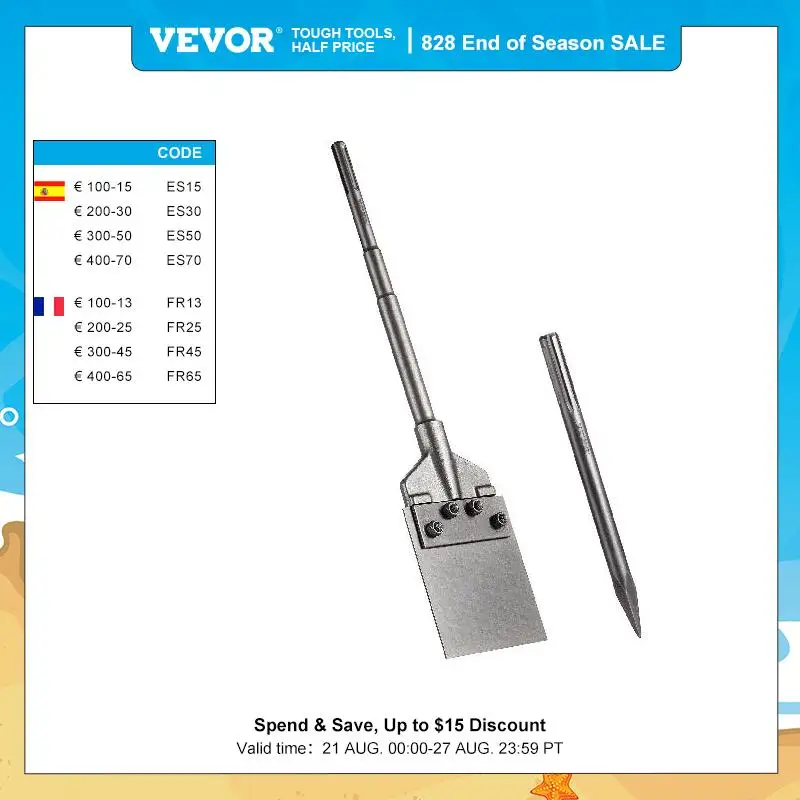 VEVOR SDS-Plus Chisel Floor Scraper 3.9in 5.9in SDS-Max Tile