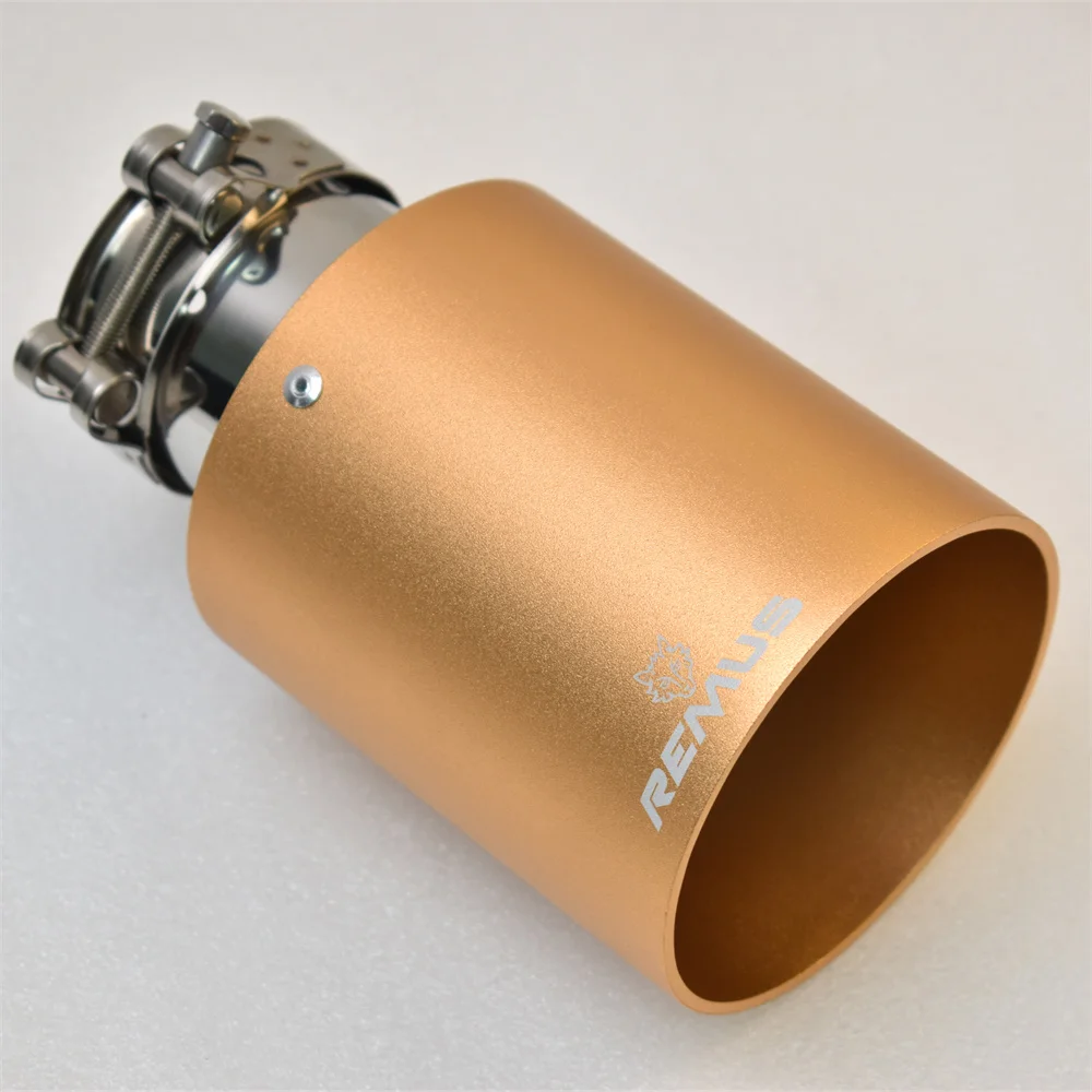 

1pcs REMUS Aluminumalloy Matte Gold Flat Stainless Steel Exhaust Muffler Car Autoparts Modified Tip tail accessories e46 MK4