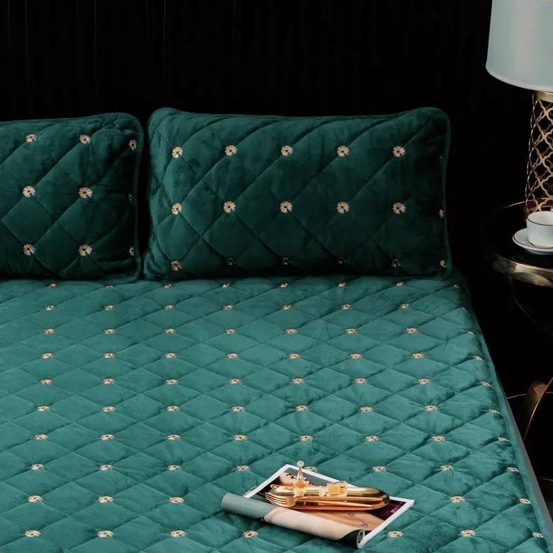 

Хлопковая стеганая простыня в стиле наматрасника, покрывало на кровать из хрустального бархата, мягкое утолщенное постельное белье 180x200 см