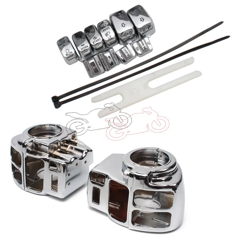 

Chrome Aluminum Motorcycle Handlebar Switch Housing Cover w/ Button 10pcs Caps For Harley Harley 883 XL1200 Road Electra Glide