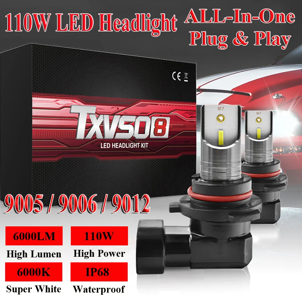 

2pcs 9005 9006 9012 Car LED Fog Lights High Quality Car Headlight Bulbs DC 12-24V 6000LM 6000K White Auto IP68 Fog Lamp
