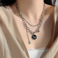 necklace feminine temperament versatile titanium steel personalized splicing clavicle chain horse pendant double layer necklace