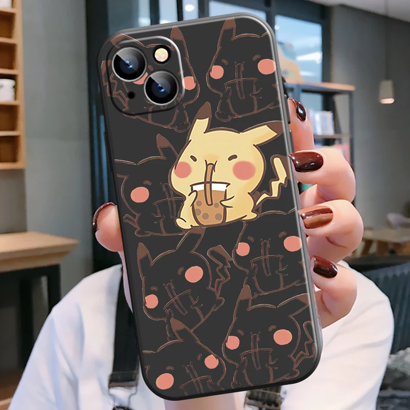 

Japan Pokemon Pikachu Phone Case For Apple iPhone 13 12 11 Pro 12 13 Mini X XR XS Max SE 6 6s 7 8 Plus Black Coque