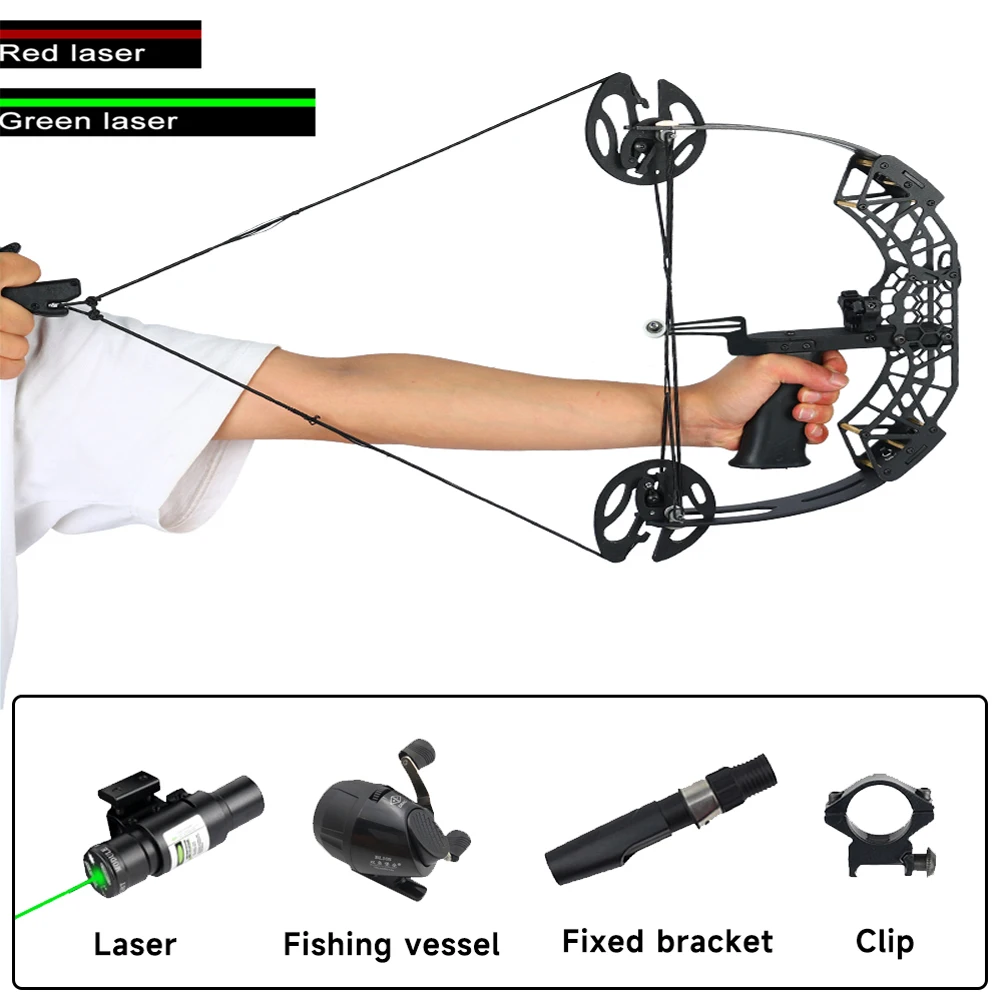 

45lb Mini Compound bow and Arrow Shooting Take down Pulley bow and fish shooting Stainless steel bow Outdoor hunting