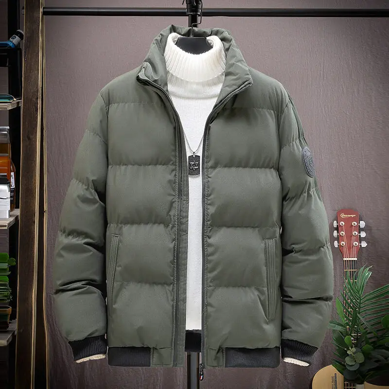 Cotton coat men's new winter thickened coat cotton jacket fashion brand autumn and winter hooded short work clothes bread down c