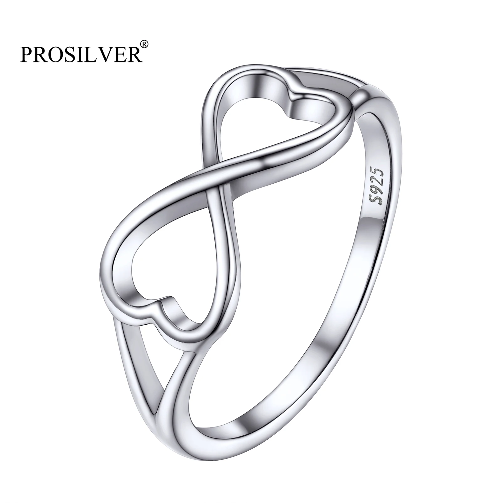 

PROSILVER Infinity Heart Ring Couple Anniversary Dainty Midi Finger Sterling Silver Rings For Women Girls PYR15190B
