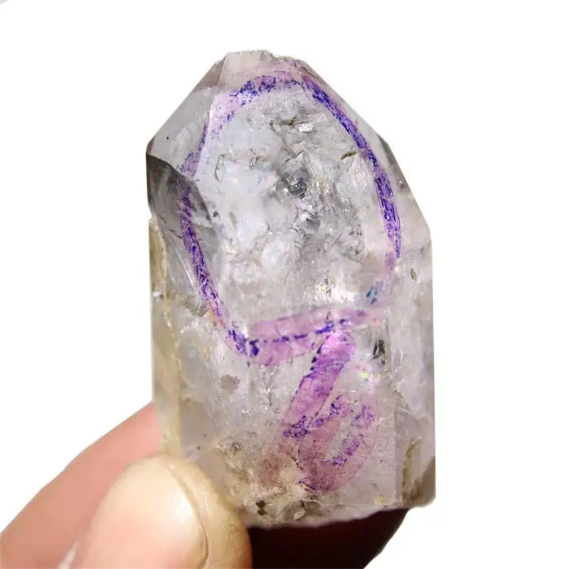 one piece Rough Natural Enhydro Quartz Point With Moving Water Bubbles