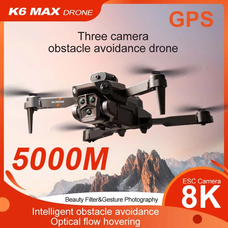 GSF 2023 Новый K6 Max RC Drone Три HD камеры 4K Профессиональный Избегание Препятствий Оптический Поток Позиционирование Дрон Wi-Fi 5G Игрушка Подарок дрон с камерой 4к 10 км вертолет на радиоуправ коптер с камерой