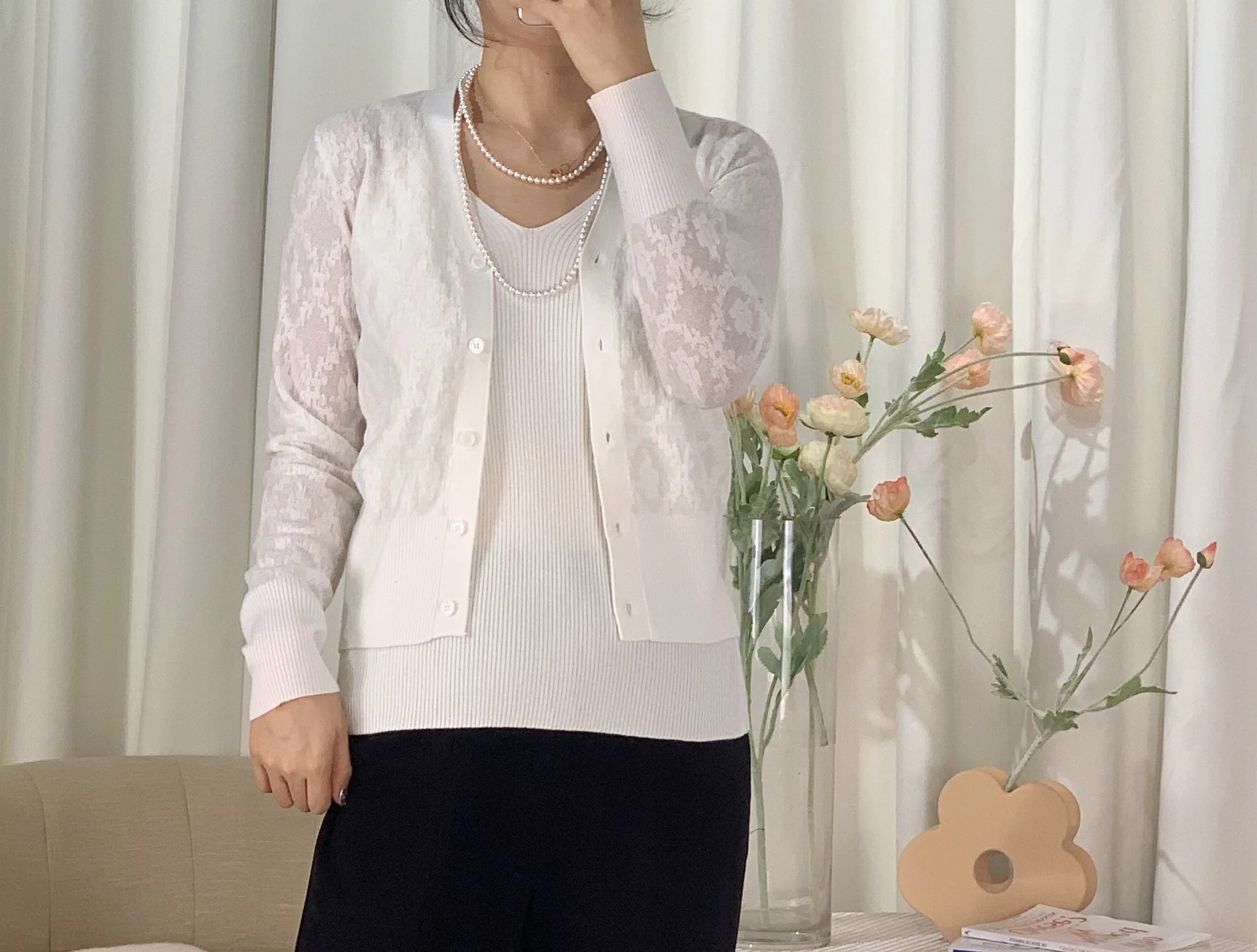 

Women's Jacquard Knitted Cardigan Gentle Aging Temperament V-neck Wool Long-Sleeved Top 2023 Spring Summer New