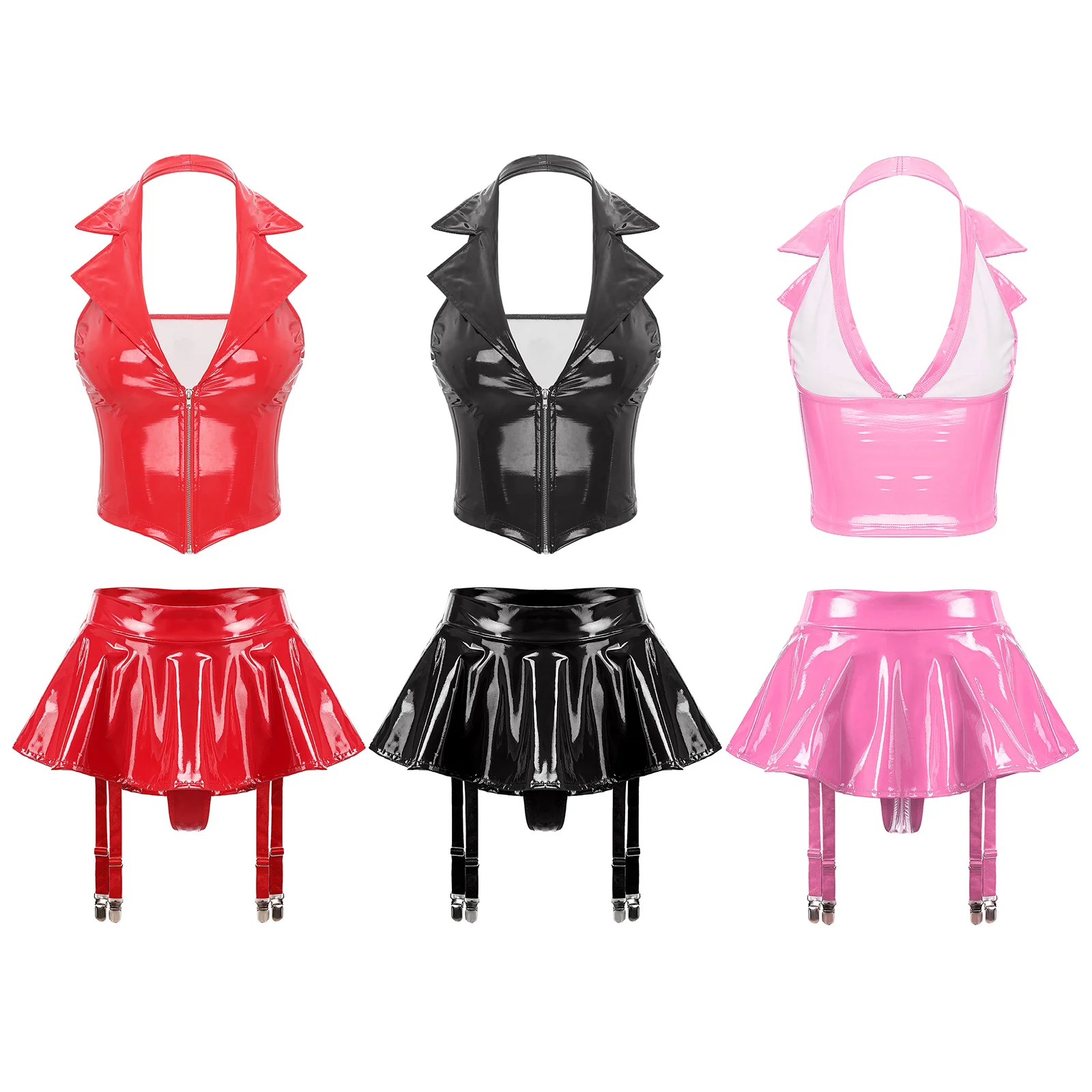 Женский жилет Sissy из лакированной кожи с глубоким v-образным вырезом бюстгальтер