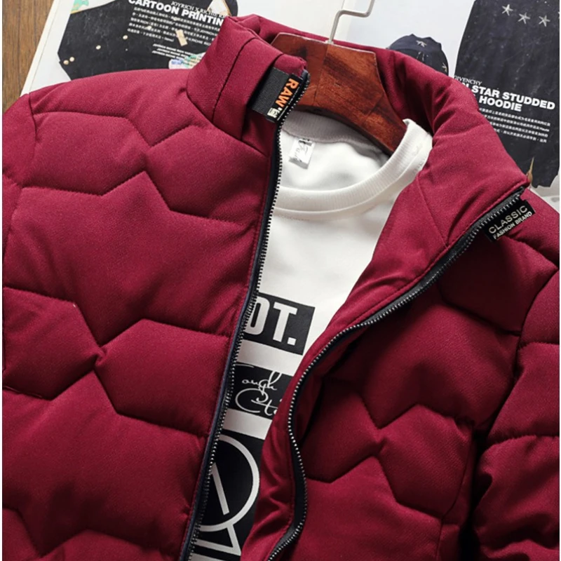 2021 Men Solid Color Striped Fashion Lapel Plus Velvet Padded Coat Winter Coat Clothing Insulation and Cold Protection In Winter