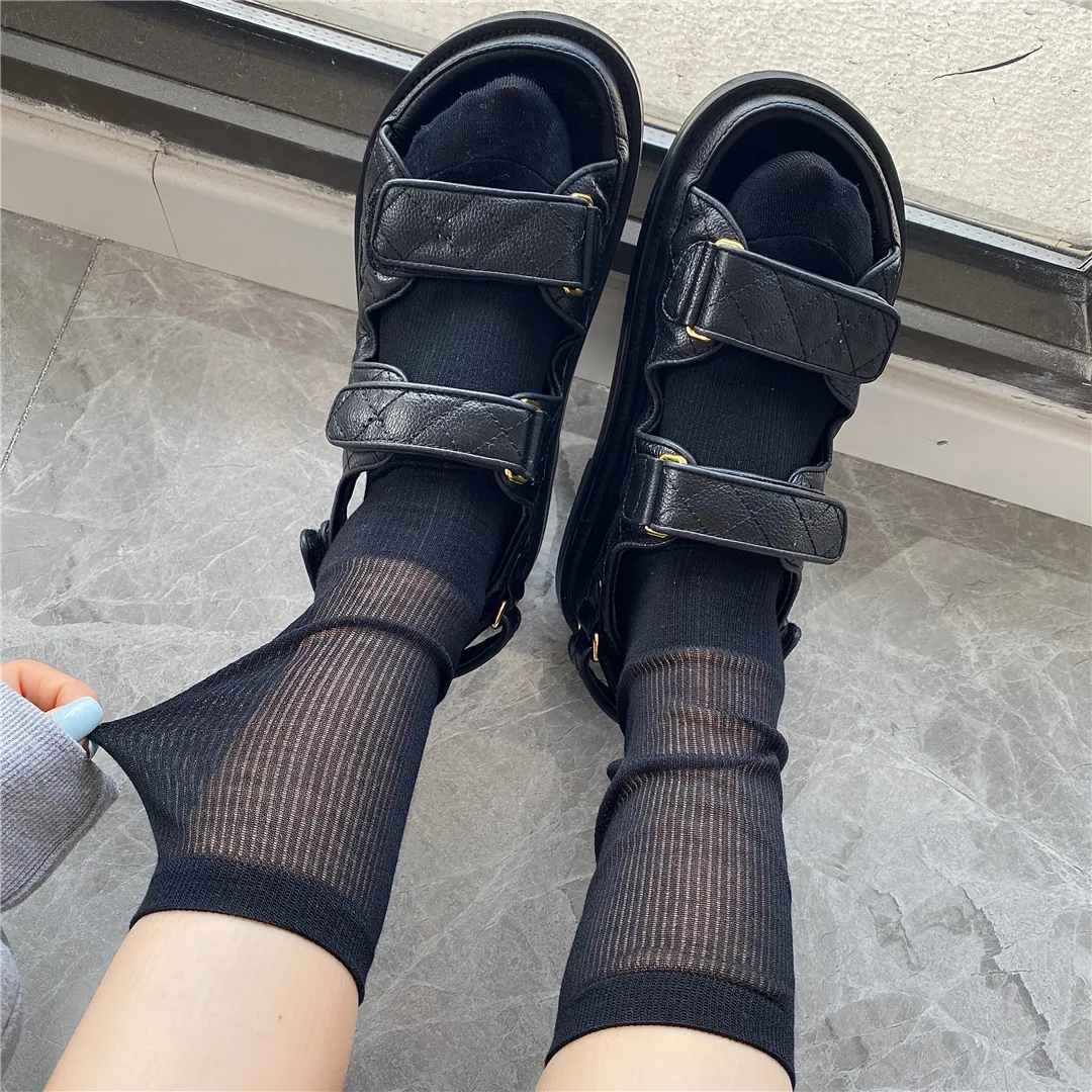 

South Korea 240 Needle Tide Brand Socks Hollow Thin Modale Cotton Half Through The Calf Socks Pile Ins Celebrities With Women