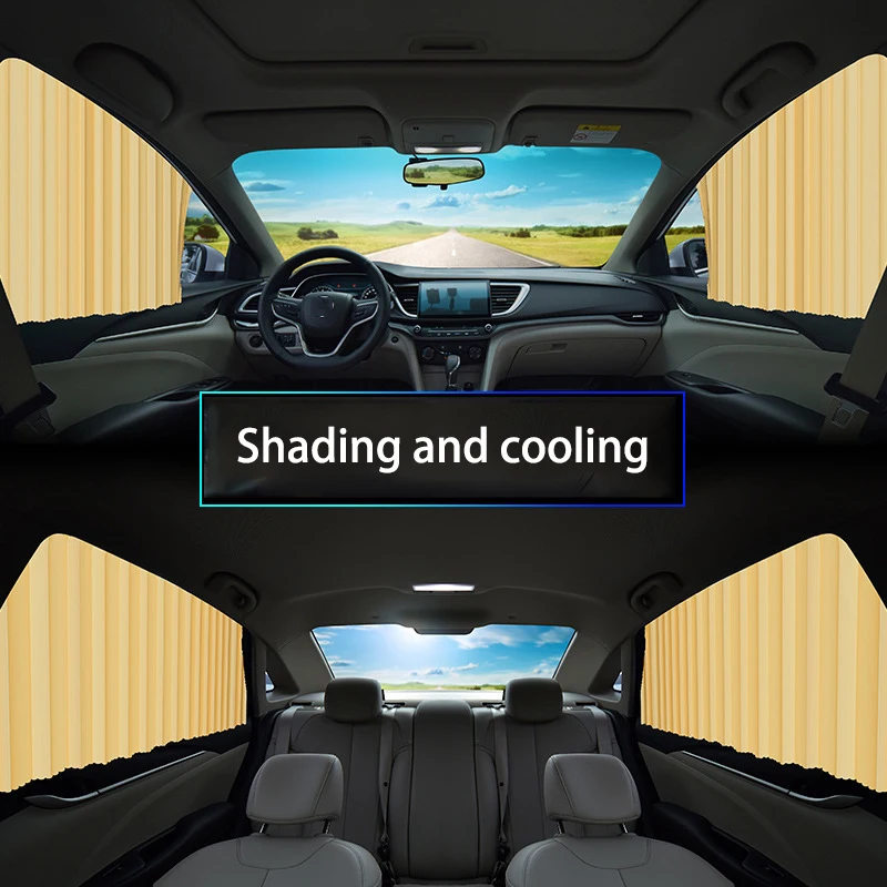 

Car Sunshade Window Magnetic Track Curtain Car Sunscreen Car Interior Shading Retractable Anti-UV Window Shade Sun Proetect