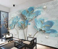 custom european blue jewelry flowers wallpapers for living room mural wallpaper house decoration photo 3d wall papers home decor