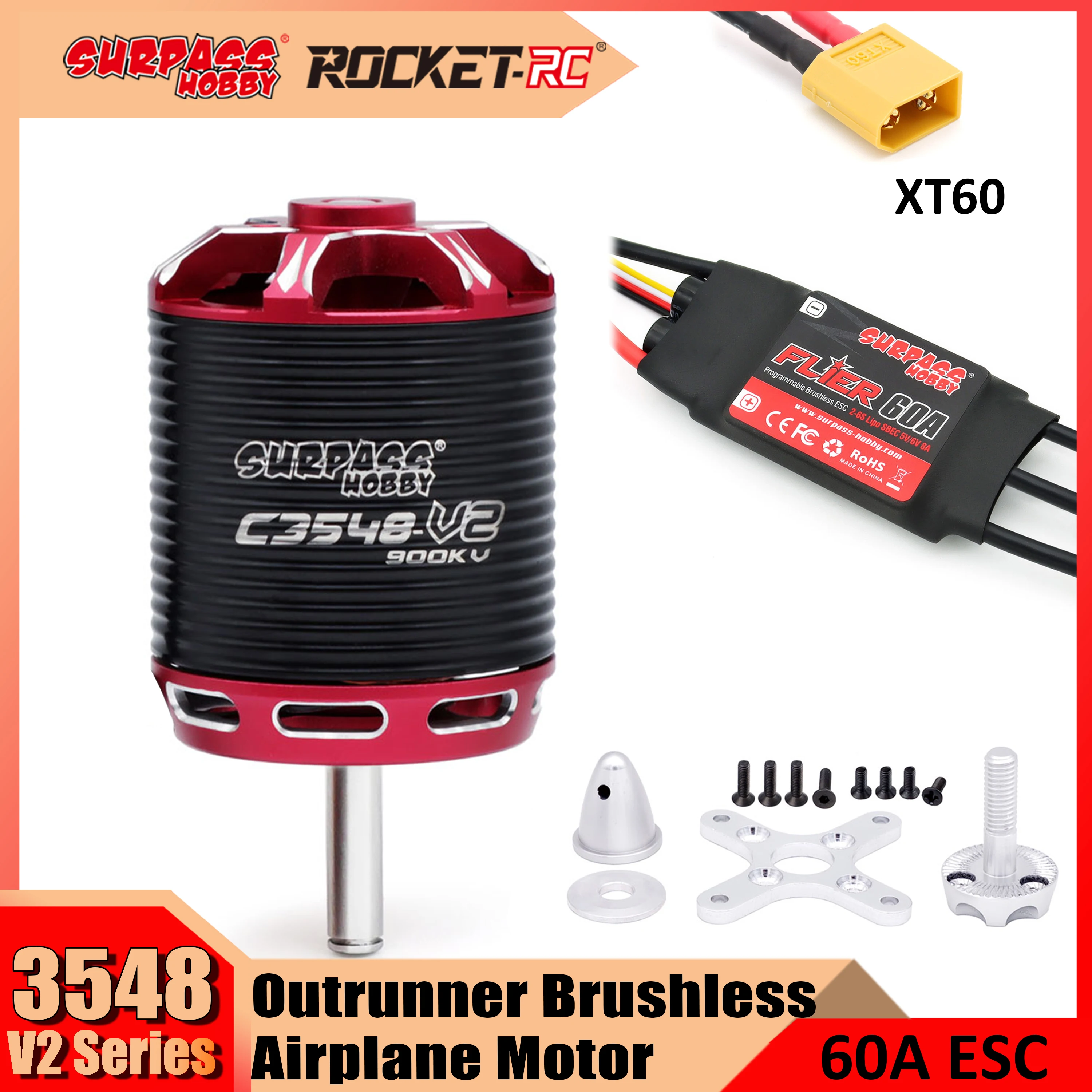 Бесщеточный мотор Surpass Hobby C3548 3548 V2 с внешним ротором 2-5S для радиоуправляемого самолета, мультикоптера с неподвижным крылом, дрона, радиоуправляемой модели